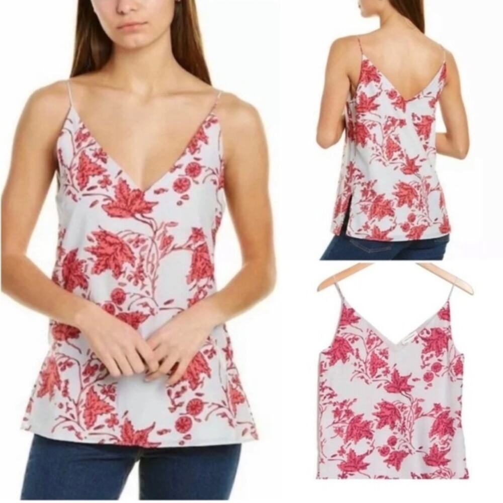 Club Monaco silk blend coral tank top sz XS strappy coastal beach red cami